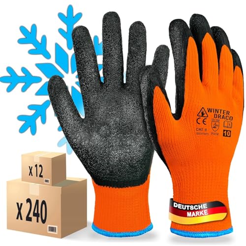 MK-Glove Warme Arbeitshandschuhe (12 Paar) - Winter Bauhandschuhe mit Latex-Beschichtung - Thermo-arbeitshandschuhe Abriebfest - Heren Sicherheitshandschuhe - Größe 10-XL