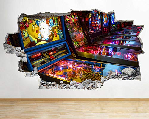Stickers muraux Flipper Arcade Retro Arcade Smashed Sticker Mural 3D Art Autocollants Vinyle Chambre Décoration murale de chambre d'enfant