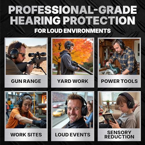 Image of Decibel Defense Ear Protection, 37 dB NRR Ear Muffs (SAFETY GREEN) | Highest-rated hearing protection for shooting, gun range, construction, mowing, woodworking, fireworks, & industrial use