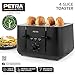 Petra Toaster 4 Scheiben 1850W, XXL Brotröster mit 7 Bräunungsstufen, Toaster mit Selbstzentrierenden Schlitzen & Anti-Stau-Funktion, Krümelschublade, Schwarz