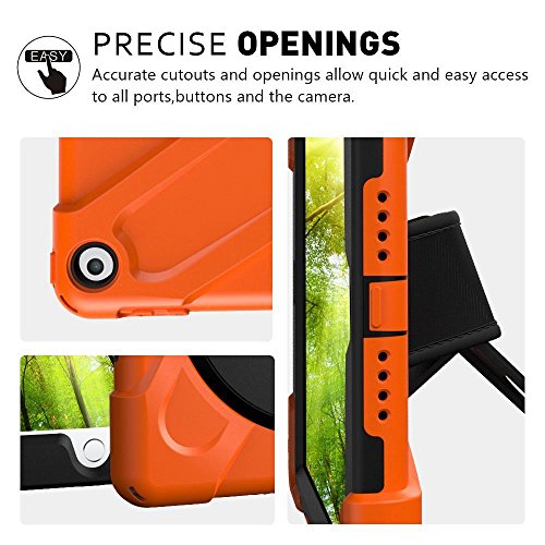 Ipad 9.7 Case 5Th Generation For Kids 2017 2018 | Tsq Ipad Cover 6Th Generation 360 Rotating Stand Case With Handle Hand Strap | Durable Three Layer Armor Protective Case W/Shoulder Strap | Orange #TOP3