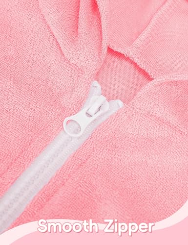 Swim Cover Up Girls Multicolor Short Sleeve Ruffle Bathing Suit Hooded Zip-Up Terry Swimsuit for Toddler Kids4