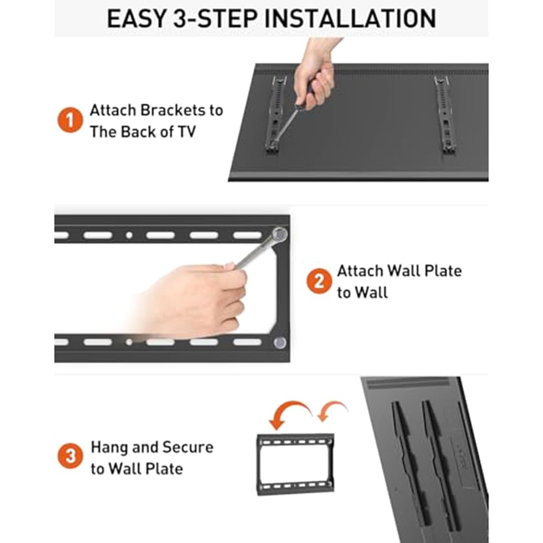Supporto A Muro Fisso per TV, Supporto Ultra Sottile per Schermi Piatti LCD e Plasma, Max