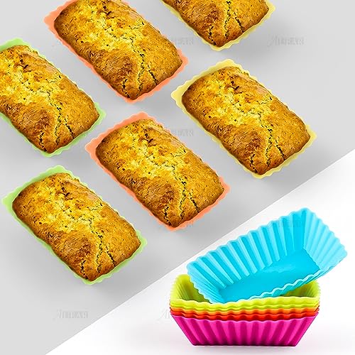 Auear, Silicone Mini Reusable Muffin Baking Cup Small Cupcake Holders Random Color Silicone Cupcake Liners Pastry Dessert Cups (24 Pack, Rectangle Cups) #TOP4