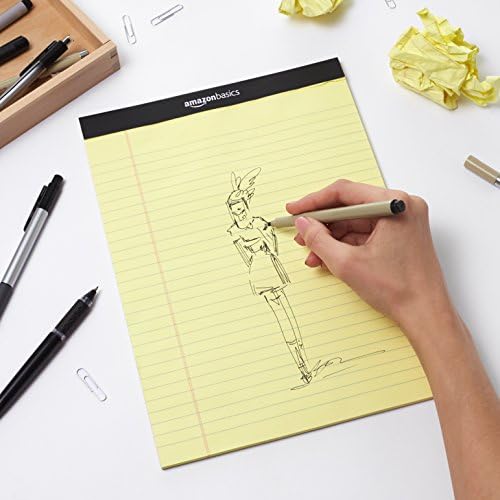 Amazon Basics Legal/Wide Ruled 8-1/2 by 11-3/4 Legal Pad - Canary (50 Sheet Paper Pads, 12 pack)