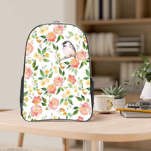 Grand sac à dos léger et transparent imprimé fleurs pour le travail