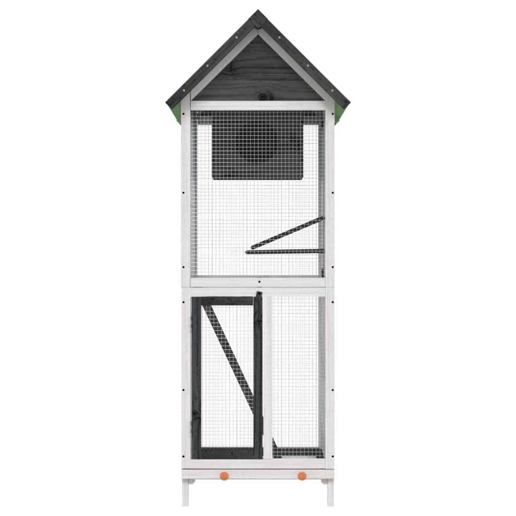 GuyAna Casita para pájaros Madera Maciza Pino Gris 60x58,5x160 cm Pajareras Exterior En Jardin