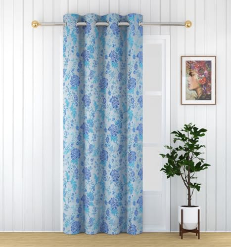 Image of FRESH FROM LOOM Curtains for Door 9 Feet Long | Big Window Curtain Premium Polyester Weaved Parda | Modern Parde for Living Room Bedroom | Home Office Screens (Blue, 9ft, 1pc)