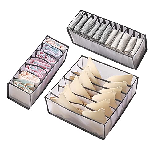 DDGG 3 Piezas Organizador Ropa Interior Cajon, Caja de Almacenamiento de Ropa Interior Plegable, Plegable Ropa Interior Organizador de Armario, para Almacenar Calcetines, Bufandas, Sujetador Cover