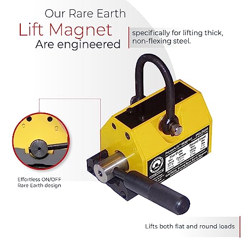 MAG-MATE PNL PNL0250 Powerlift Magnet, Heavy Duty Magnet, with 3 to 1 Lift Safety, Rare Earth Magnet with 250 lbs Lifting Capacity, Yellow or Green in Color - Thumbnail 3