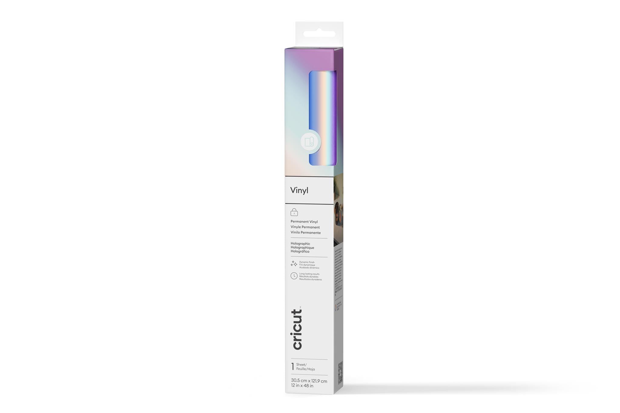 Cricut Permanent Adhesive Vinyl Sheet | 30.5 cm × 1.2 m | Holographic Opal | Self-Adhesive Vinyl for All Cutting Machines