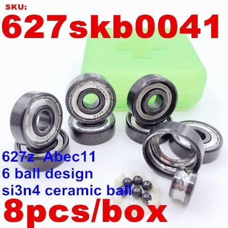 627ZZ/627Z/627-2RS Quad Skating Ball Bearing 7x22x7mm Artistic Skates Roller Skating Bearings DINGGUANGHE(8pcs 627z Si3n4 6ball)