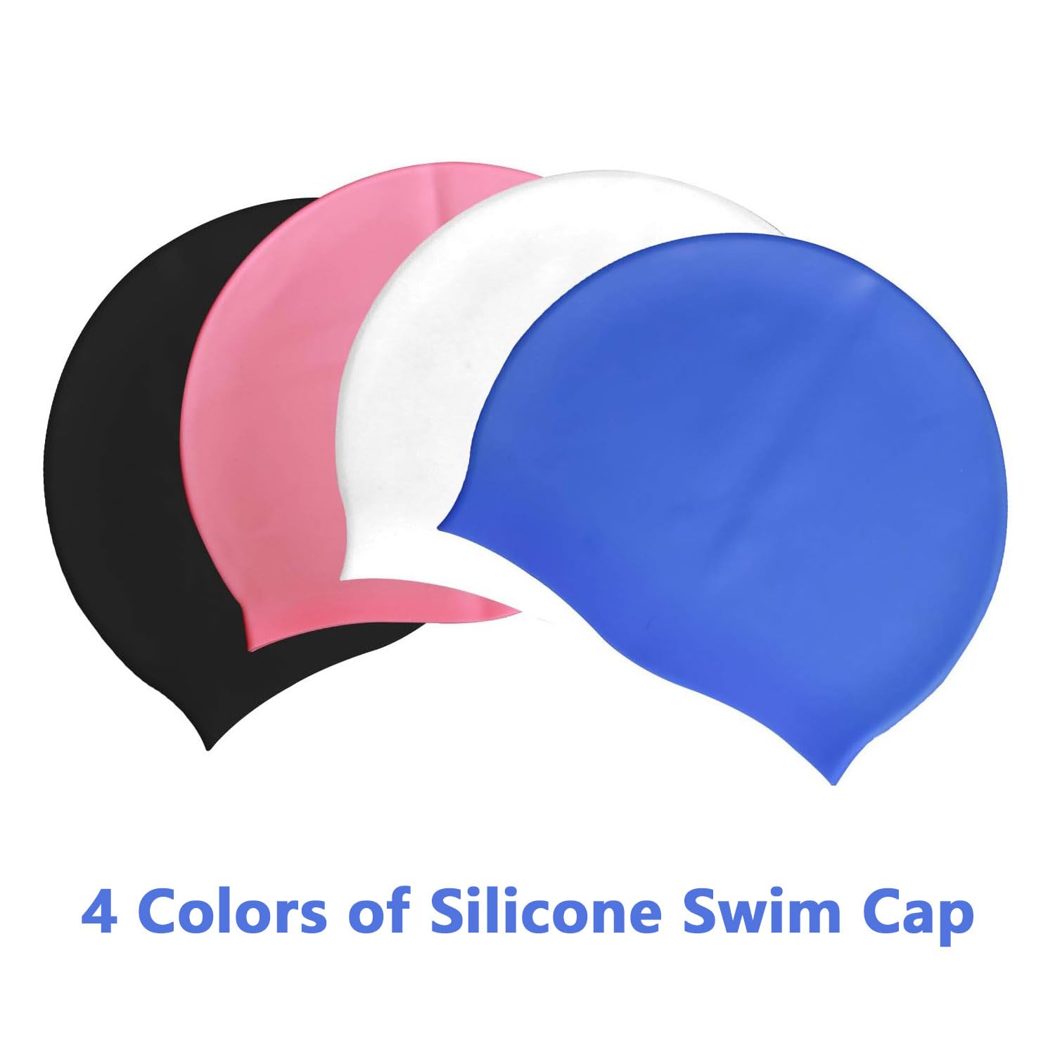 DECYOOL 4 juegos de gorra de natación de silicona, impermeable con clip de nariz de silicona y tapones para los oídos
