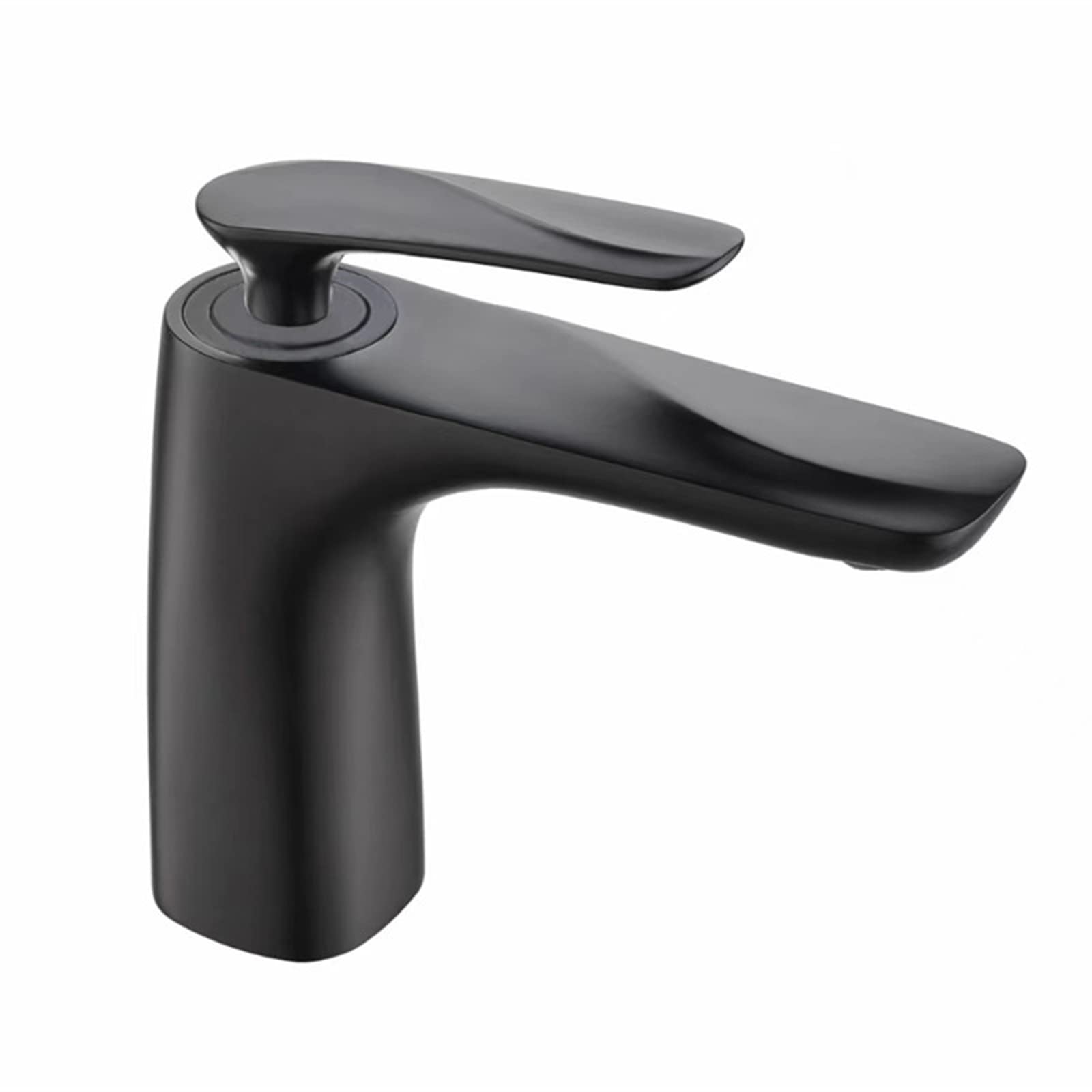 ZQFHSX Kitchen Sink Faucet, Brass Single Handle Hole Bathroom Faucet in White and Black(Black a)