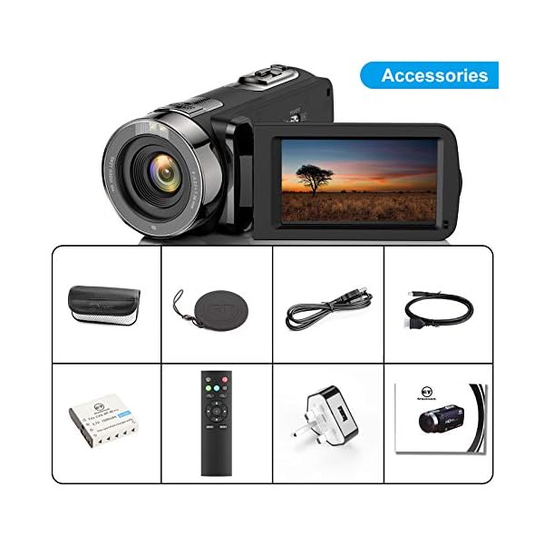 Videokamera Camcorder FHD 1080P 24MP YouTube Vlogging Kamera Recorder 7,6 cm 270 Grad Rotation TFT LCD Bildschirm 16X… – Bild 8