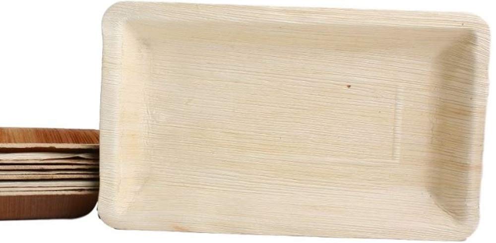 KOKA Oka Palmblatt Desechable Placa Reckteckig Respetuoso del Medio Ambiente Platos Desechables Compostables - Natural, 15x25cm (100 Stück)