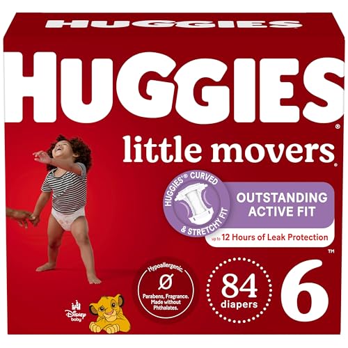 Image of Huggies Size 6 Diapers, Little Movers Baby Diapers, Size 6 (35+ lbs), 84 Count, Packaging May Vary