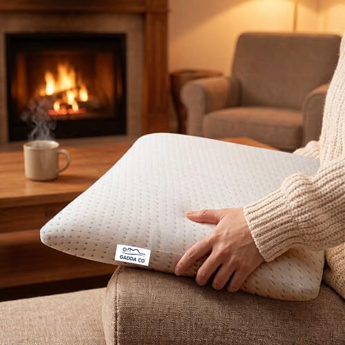 Image of GADDA CO Orthopedic Memory Foam Pillow for Neck, Shoulder & Back Pain Relief - Slim Cervical Pillow for Comfortable Sleep, Removable Jacquard Cover, Size -25x16x4 in, White, 2-Year Warranty, Pack of 2