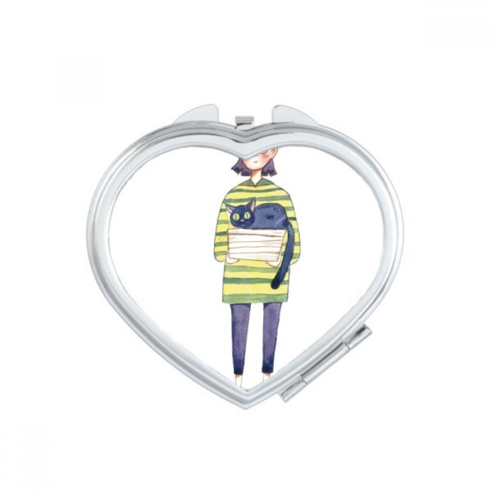 Miroirs de poche à la main chat meganekko compacts ronds accessoires beauté fille