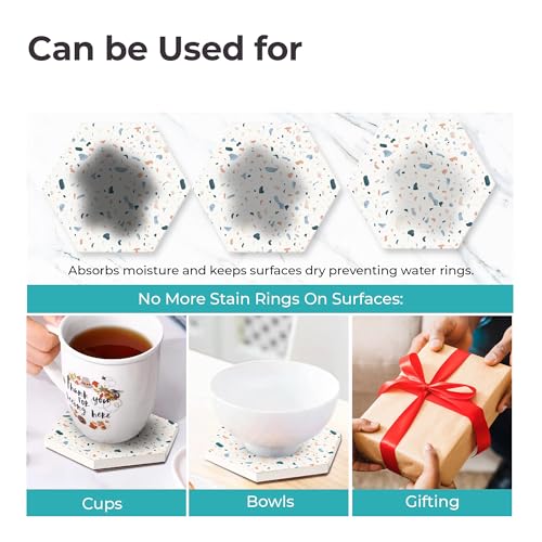 Image of The Better Home Diatomite Tea Coaster Set of 6 (Dia- 10cm, Thick- 8mm)|Dining Table Accessories for Home| Tea Coaster |Cups /Coffee Mugs /Glasses Coaster Set| Kitty Party Return Gifts for Women (Beige)