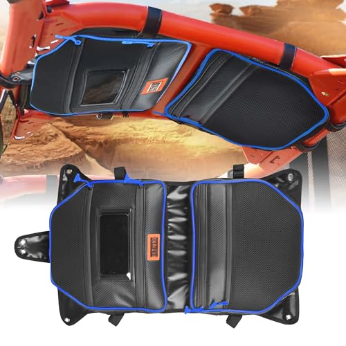 Hutexico X3 Roof Bags 2 Pack, X3 Storage Overhead Roof Bag with Waterproof Cell Phone Pouch Sunshade, Compatible with Can Am Maverick X3 Max X DS RS RC MR Turbor R RR 2017-2024 (Blue - Roof Bag)