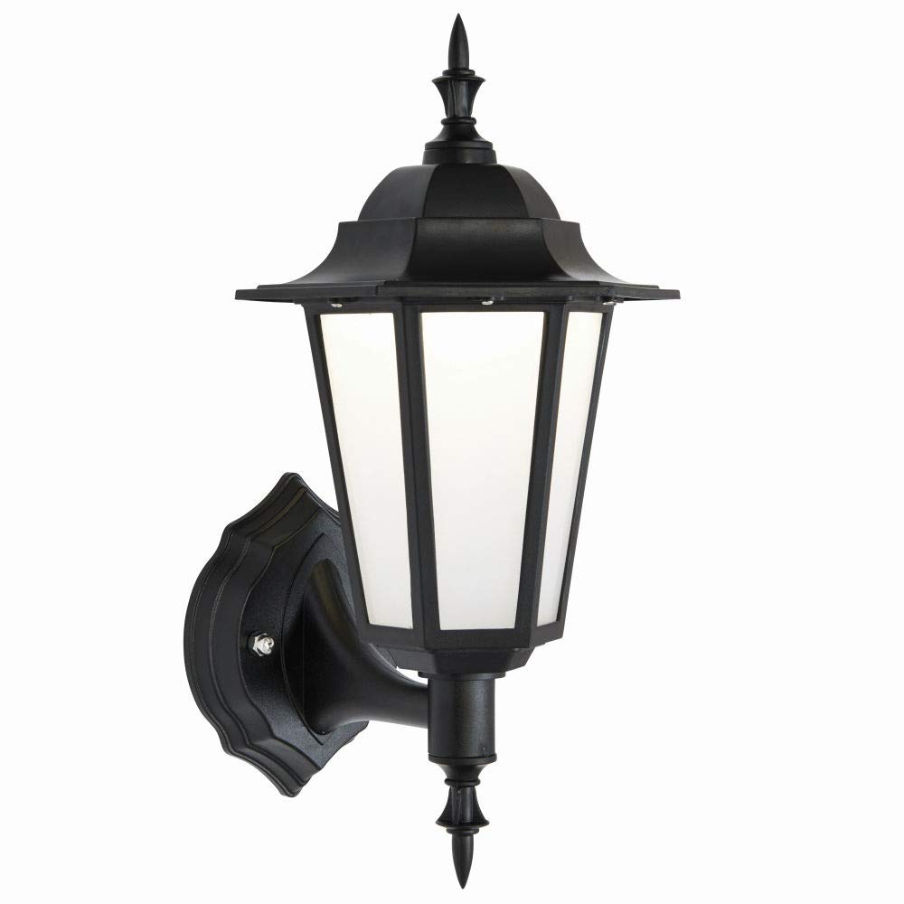 National Lighting Evesham Traditional Style Black Outdoor Weatherproof Garden Security IP44 Rated LED Wall Light Lantern