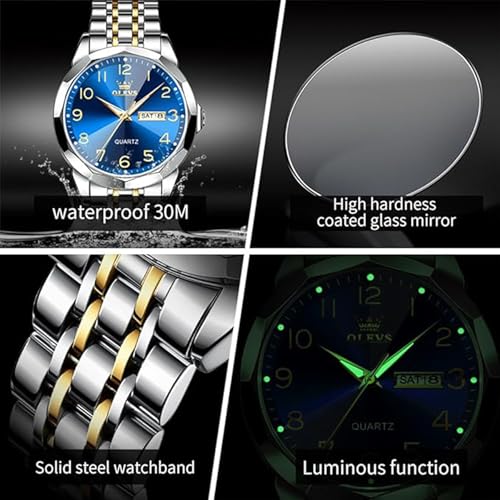 Image of OLEVS Men Multifunction Watch, Multi Dial Waterproof Luminous Chronograph Watch with Date,Stainless Steel Watches