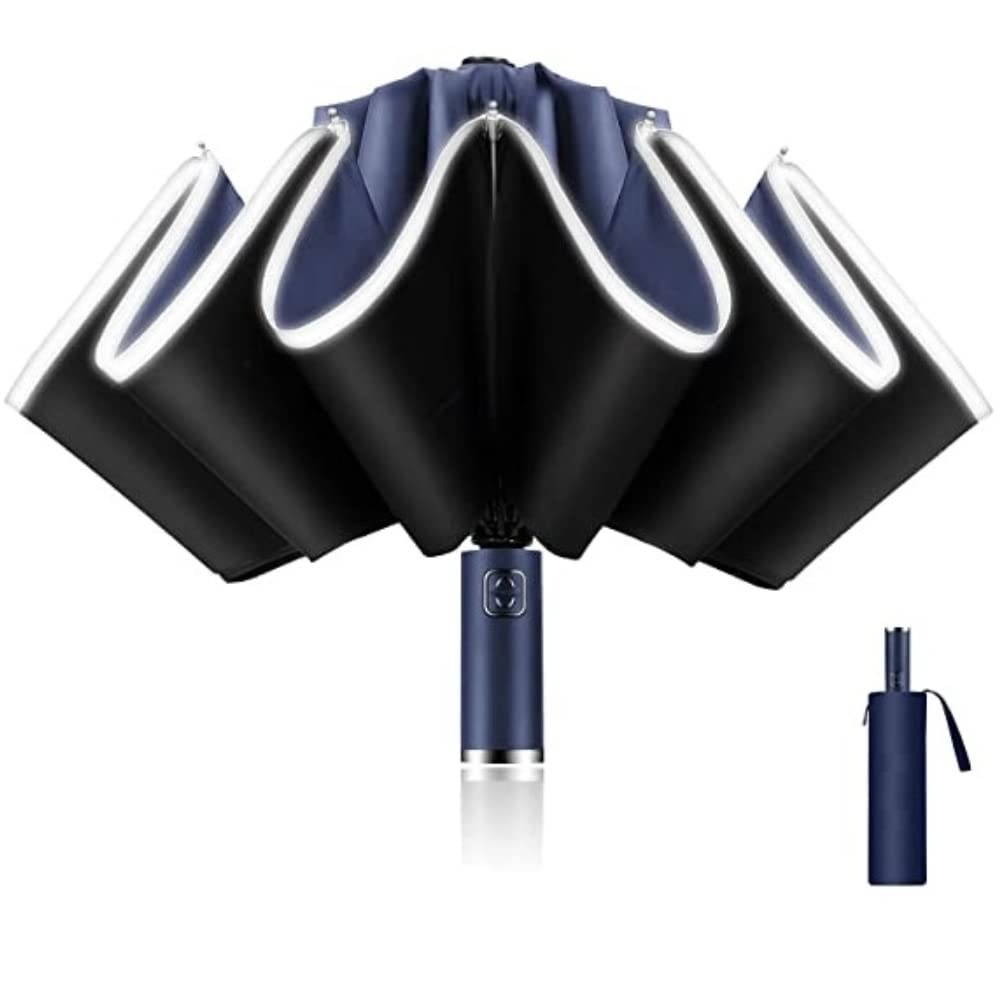N\\AUPF 50+ UV Protection Travel Umbrella - Automatic on/off,Folding and Portable,Compact,Windproof,Lightweight, Sunscreen Umbrella with Reflective Strip for Men and Women (blue), One Size