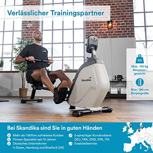 Skandika Rudergerät Munin | Rudergerät für zuhause, klappbar, 16-stufiger Magnetwiderstand, 8 kg Schwungmassensystem… – Bild 3