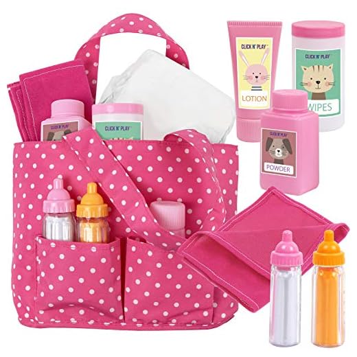Click N' Play Baby Girl Doll Pink Soft Carrying Bag Including Cleaning Caring and Feeding Accessories