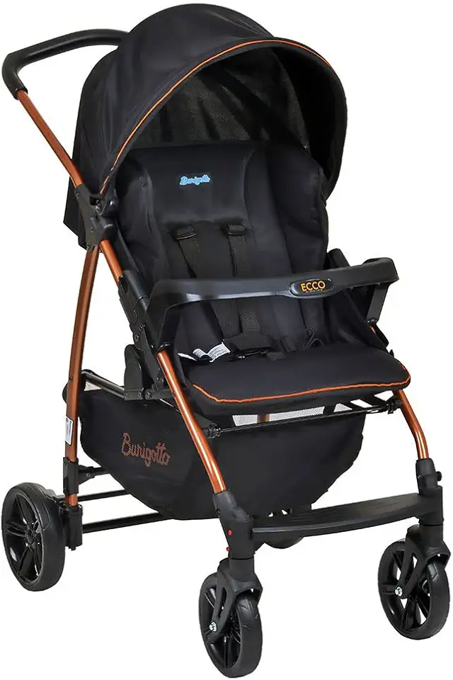 Burigotto Carrinho de Bebê com Bebê Conforto Ecco, Até 15 kg, Preto e Cobre