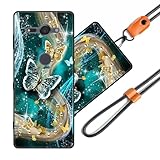 JEZSTHAI Schutzhülle Kompatibel mit Sony Xperia XZ2 Compact Hülle Silikon Dünn mit Muster Design,Weiche Flexibel Stoßfeste Handyhülle mit Handykette und Handykordel zum Umhängen,Nr.A04
