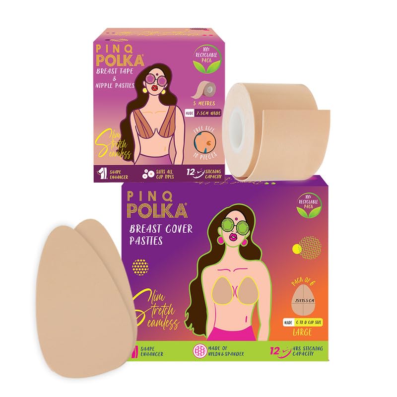 Breast Lift Tape with Free Nipple Pasties and Breast Pasties 6 Pcs for C-D Cup Size|Shape Enhancer Body Tape|Skin Friendly |Push Up Tape |Up to 12-Hour Hold |Nude Color - Combo of 27 pcs-image-48