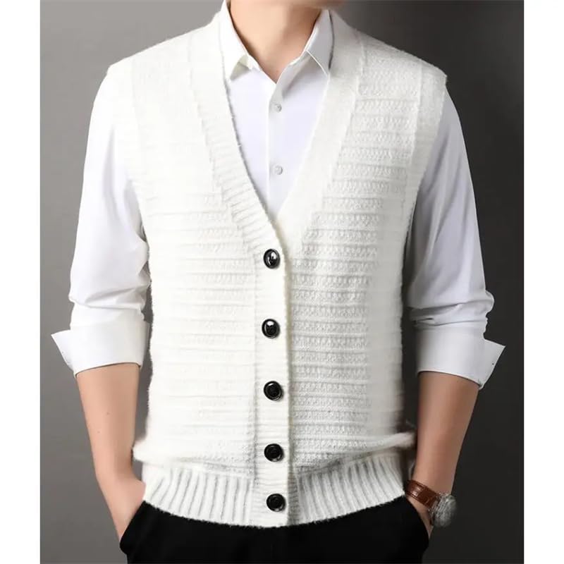 Men's Solid Sleeveless Knitted Vest Casual Cardigan Slim Fit Sweater Waistcoat Top2