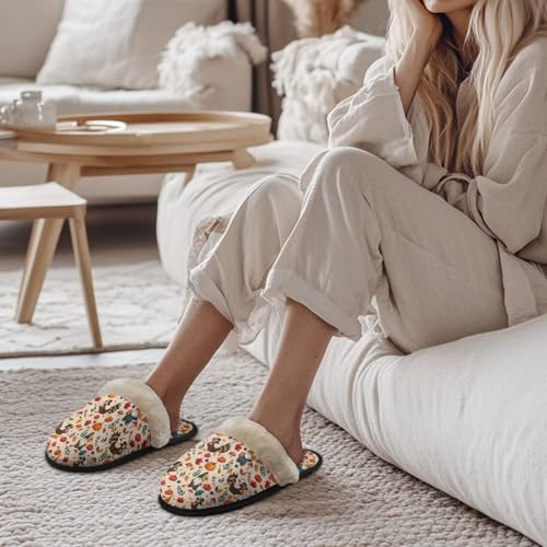 Flashideas Slippers for Women Retro Soft Fuzzy Slippers Couple Casual Fluffy Slippers for Indoor and Outdoor4