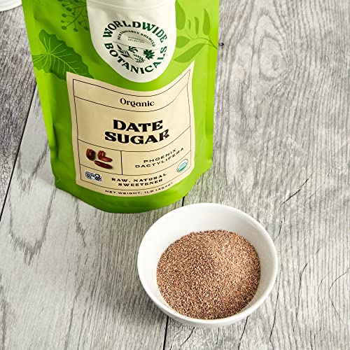 image for Worldwide Botanicals Organic Date Sugar - 100% Pure Dried Dates, Natur