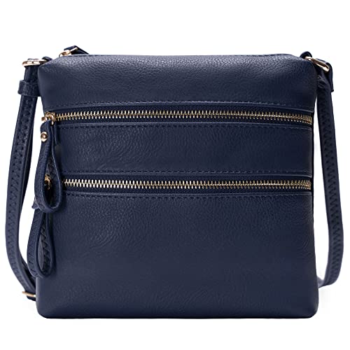 Image of Solene Small Multi Zipper Pocket Crossbody Bag with Adjustable Strap, Lightweight Travel Purse, Daily Small Messenger Pouch