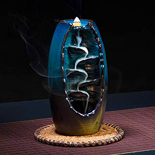 Newqz Backflow Incense Burner Smoke Holder For Home Decor, Ceramic Aromatherapy Diffusers With 50 Pcs Cones H 7.9" #TOP1