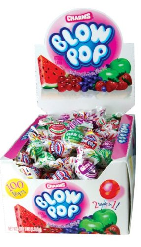 Charms Blow Pops, Assorted Pops, 100-Count Lollipops (Pack of 2)