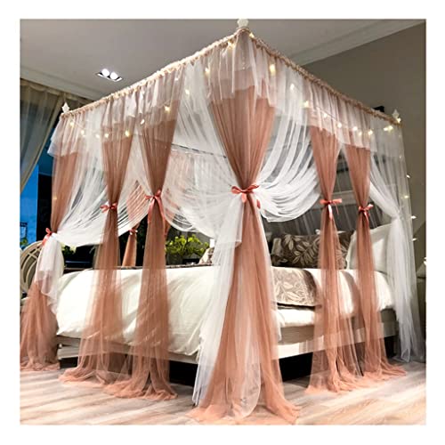 XRPOUXMTE Dosel de Cama Deluxe Princess con Luces LED, mosquitera de Doble Capa con Soporte, fácil de Desmontar (Multicolor, 120 x 200 x 200 cm)