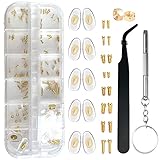 Eyeglass Repair Kit BAZQU 5 Pairs Nose Pads with Tiny Screws Nut Bolts Screwdriver and Tweezers for Glasses Sunglasses Spectacle Watch Repair, Gold