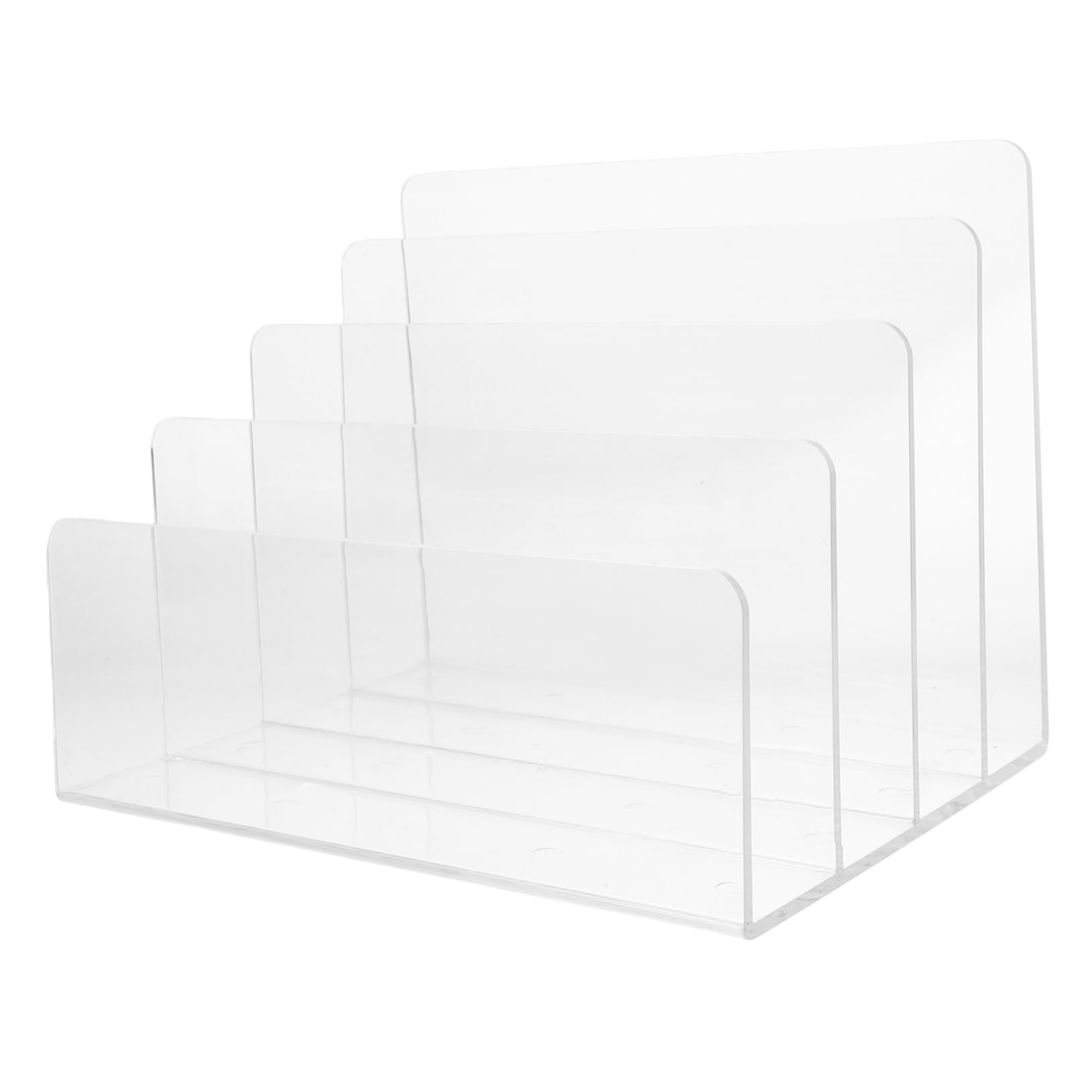 DOITOOL Acrylic File Holder with Compartments Clear Sorter and Desk Organizer for Letters Papers and Magazines Lightweight and Stylish Design for Home Office Use