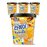 DELIEF Rabokki Mac & Cheese Flavor 172g/6.07oz - Pack of 4, Korean Street Food, Ramen Noodle and Tteokbokki Rice Cake Combined in 1 - Quick and Easy Meal