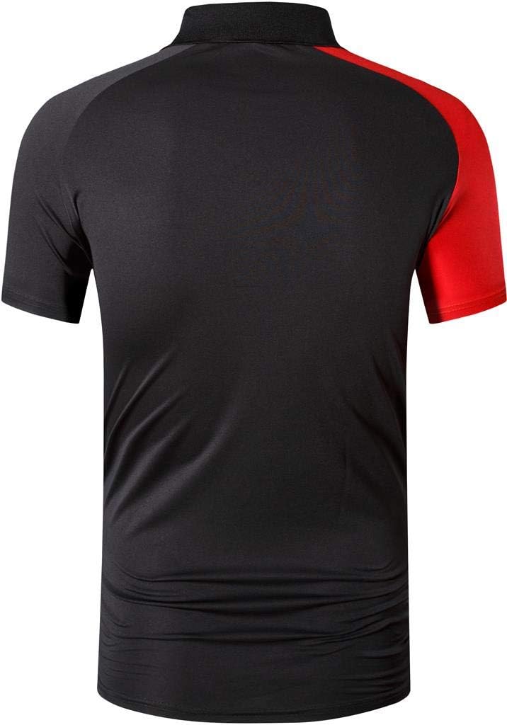 jeansian Men Sport Outdoor Quick Dry Short Sleeves Polo T-Shirt LSL279 Red M - Image 4