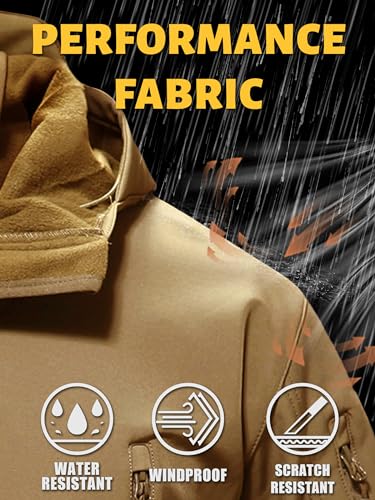 Tacvasen XLTJ-73-SAND-2XL Waterproof Jacket For Men Snowboard Special Ops Military Tactical Softshell Rain Jacket Warm Ski Coats thumb #1