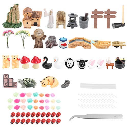 YARNOW 99 peças de acessórios de jardim Zen, miniaturas de jardim de fadas, decoração de caixa de ar