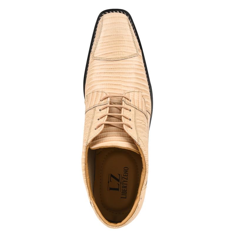 Image of LIBERTYZENO Mens Lizard Print Genuine Leather Adults Ankle Boots Lace Up Dress Shoes for Easter Gift
