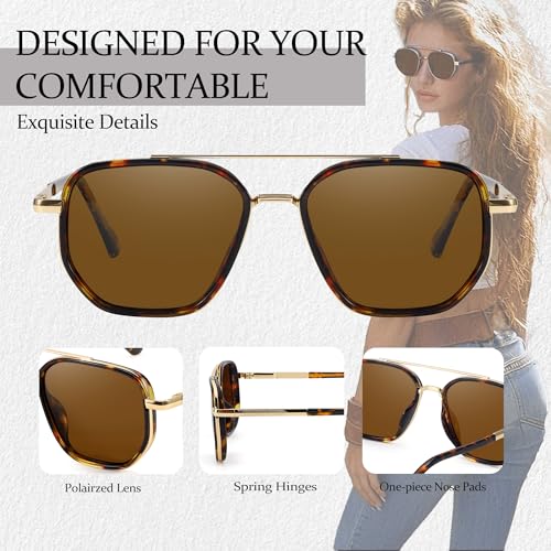 IGnaef Tangle Free Polarized Aviator Sunglasses for Women with UV Protection 2025 Trendy Shades IF60024