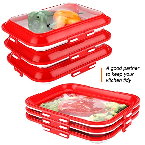 Aopo Food Storage Containers, 2 Pack Reusable Food Preservation Trays, Food Grade Tpu Plastic Wrap, Bpa Free, With Food Labels, Food Containers For Kitchen Pantry Organization And Storage, Red #TOP1