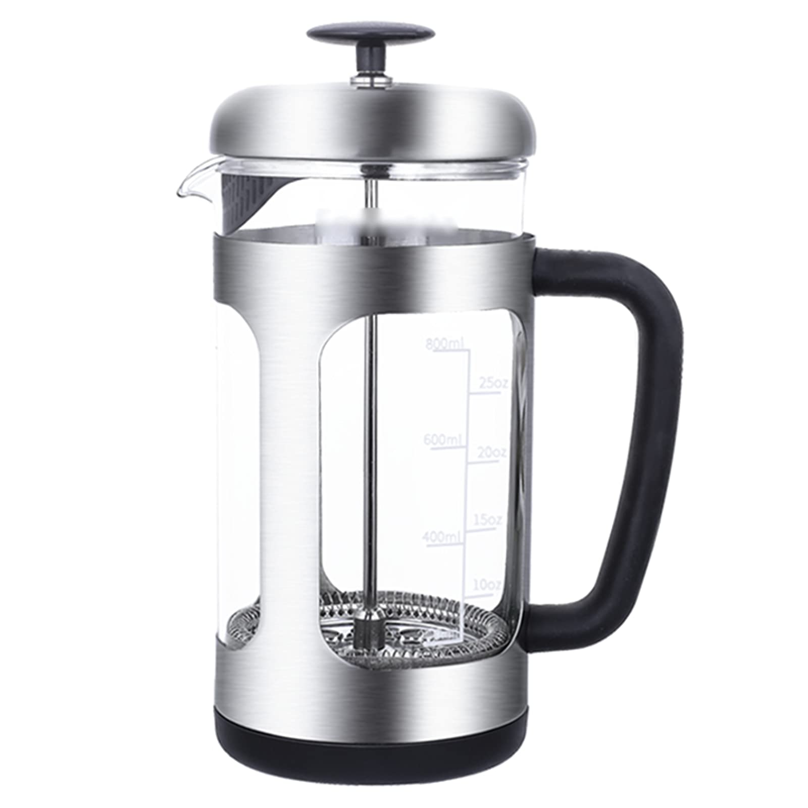 French Press - 1000 ml kawiarnia - kawiarnia ze stali nierdzewnej z odpornym na wysokie temperatury szkłem i 4-poziomowym systemem filtracji, do domu i biura